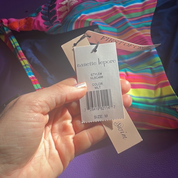 NANETTE LEPORE SzM bikini embroidered striped string - Picture 9 of 9